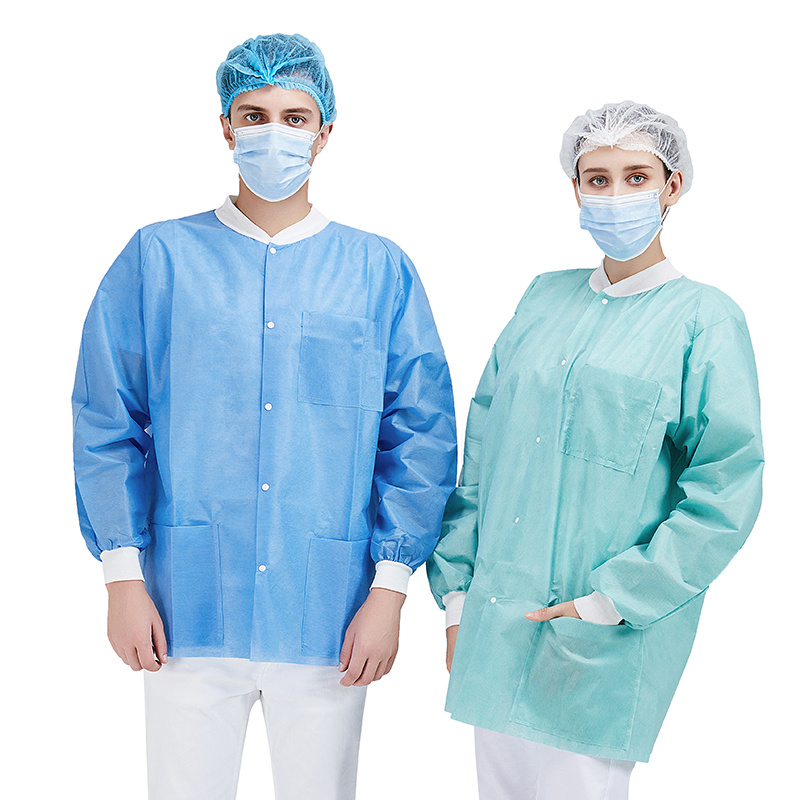 Wholesale Disposable SMS Lab Coat Non-Woven Chemistry Laboratory Coats