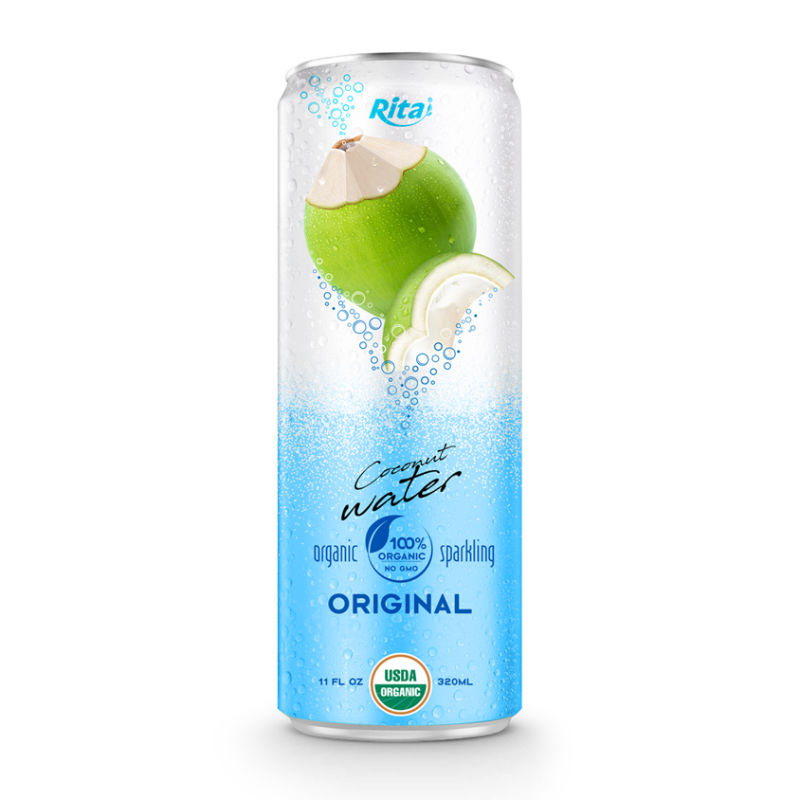 320ml Canned High Quality Sparkling Orange Flavor Coconut Water