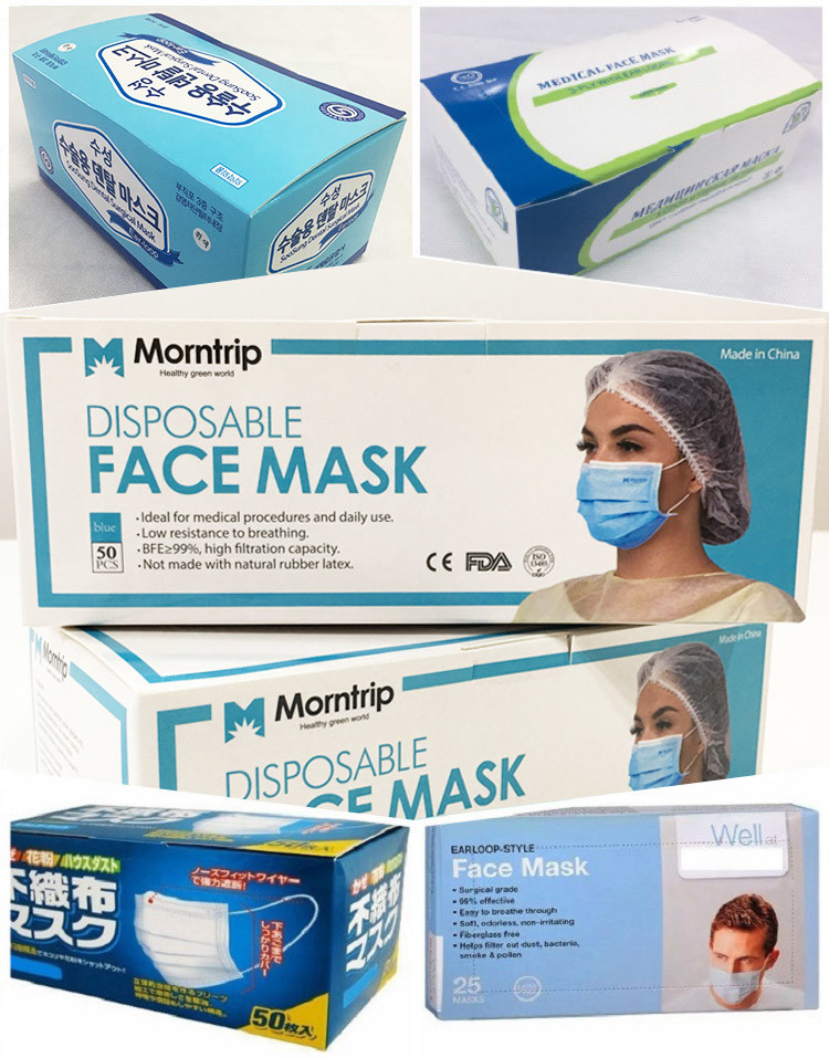Morntrip 50 Pack Non Woven Sanitary Procedure Thick Disposable Earloop 3 Ply Mask