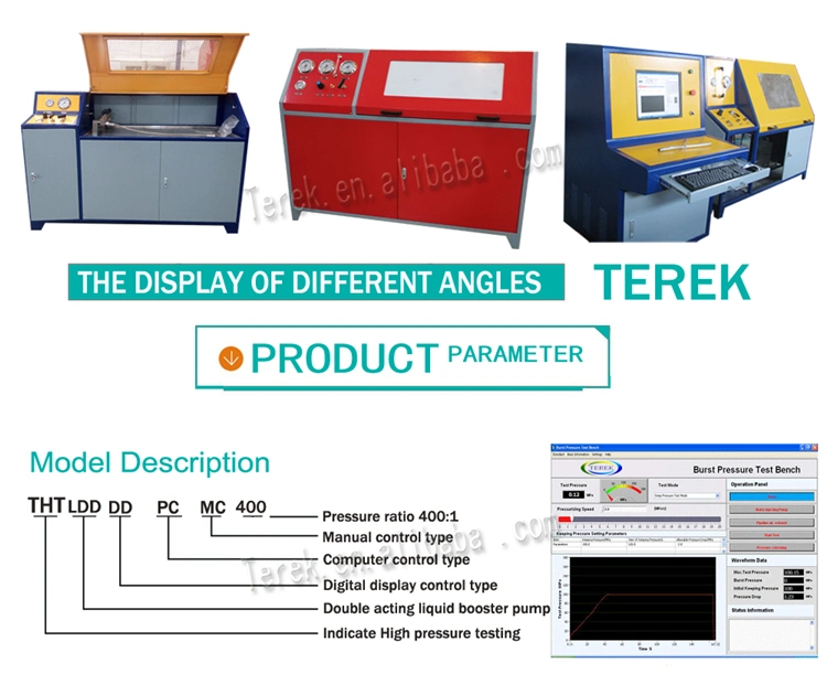 Terek Computer Control Air Hydraulic Pressure Test Bench /Machine /Tester for Hose and Tube