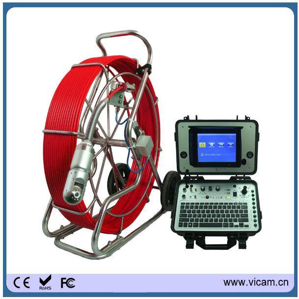 120m Push Rod Pan and Tilt Sewer Drain Pipe Inspection Camera with Meter Counter V8-3288PT-1