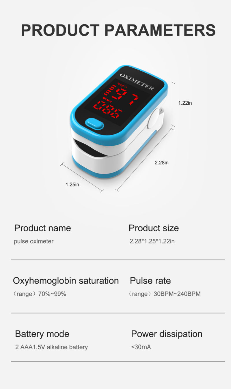 Multi-Color Custom Fingertip Pressure Bp Monitor Pulse Oximeter