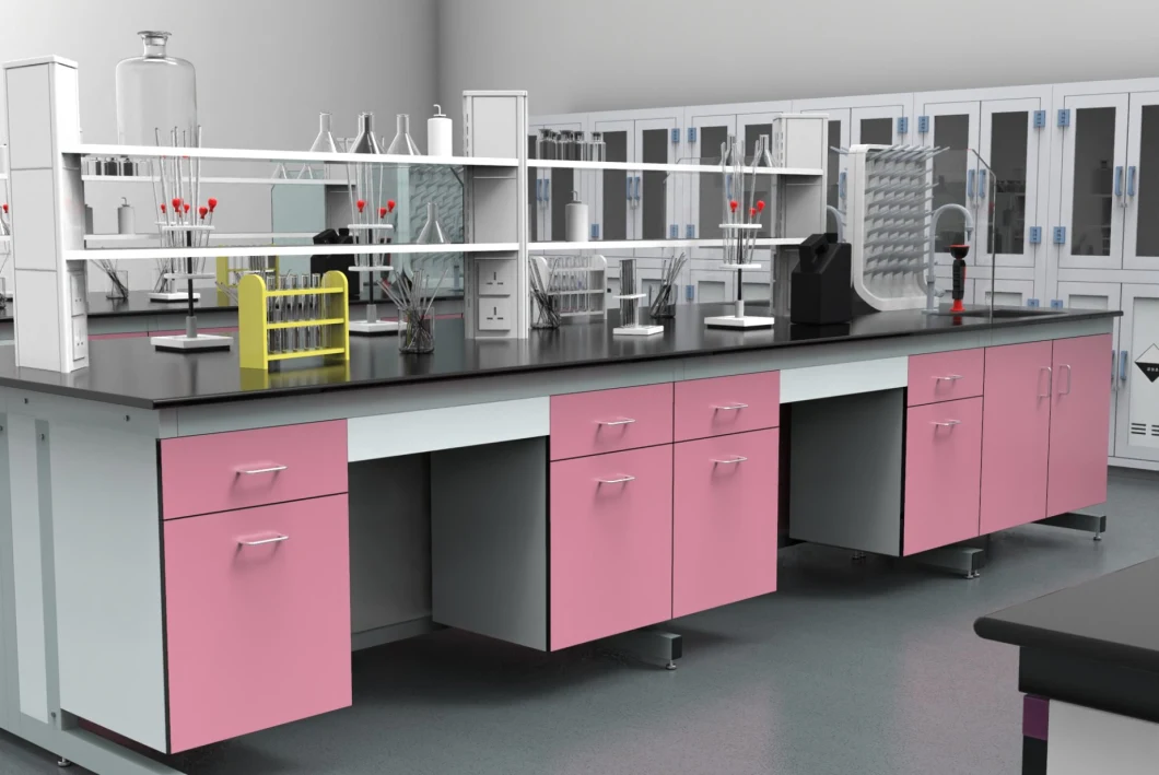 High Quality Customized Hospital School Chemistry Laboratory All Steel Island Work Bench with Drawers/