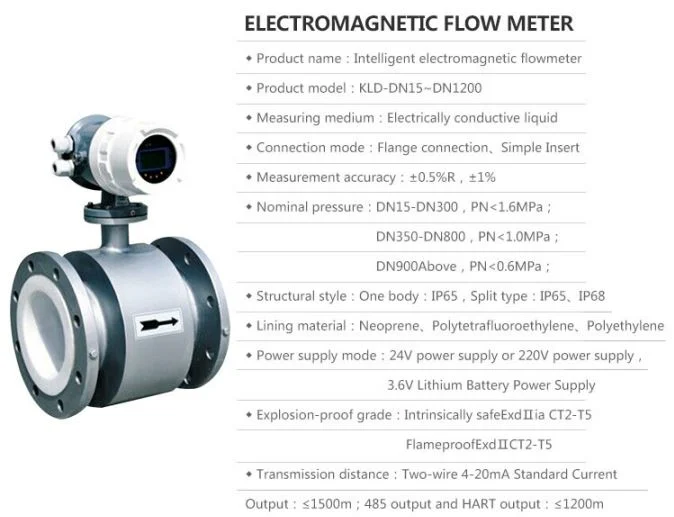Chemical Plant Eletromagnetic Flow Meter with 316 Electrodes