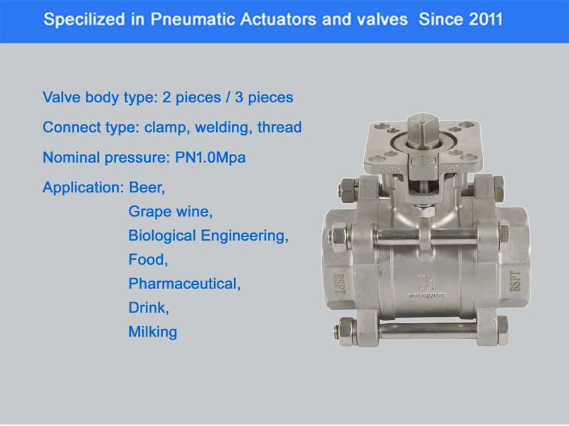 Pneumatic Clamp Ball Valve for Biological Engineering