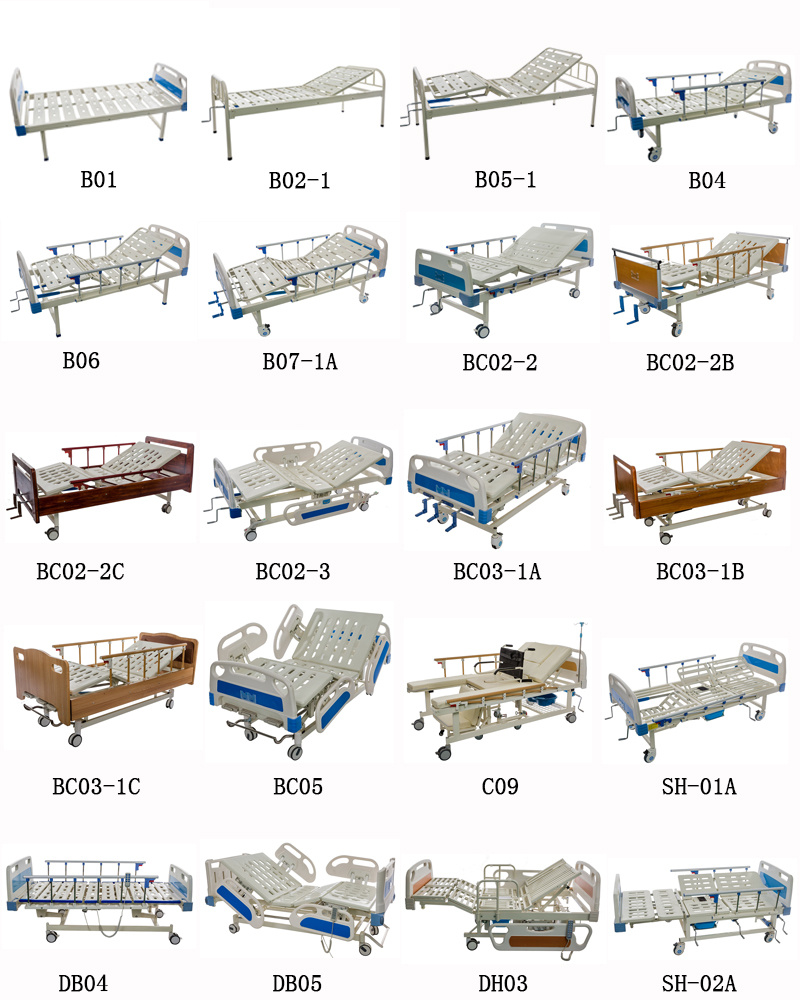 ABS Headboard 2 Crank Double Function Manual Hospital Medical Beds