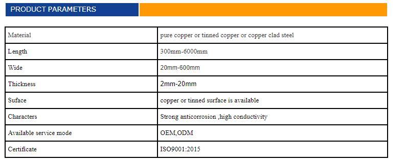 C1100 C1200 Tinned Pure Copper Bar