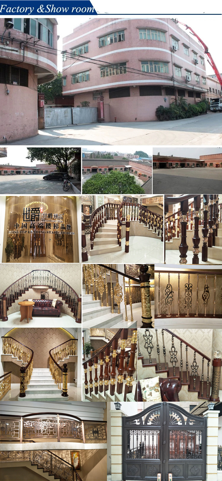 Wholesale Prefab Metal Stair Railing Antique Copper Balustrade for Duplex House