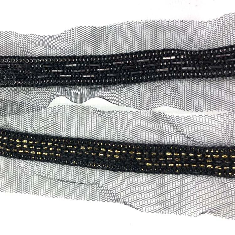 Decorative Mesh Braid Metal Chain Lace Trim for Women Dress