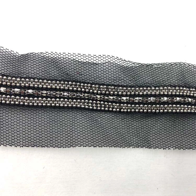 Decorative Mesh Braid Metal Chain Lace Trim for Women Dress