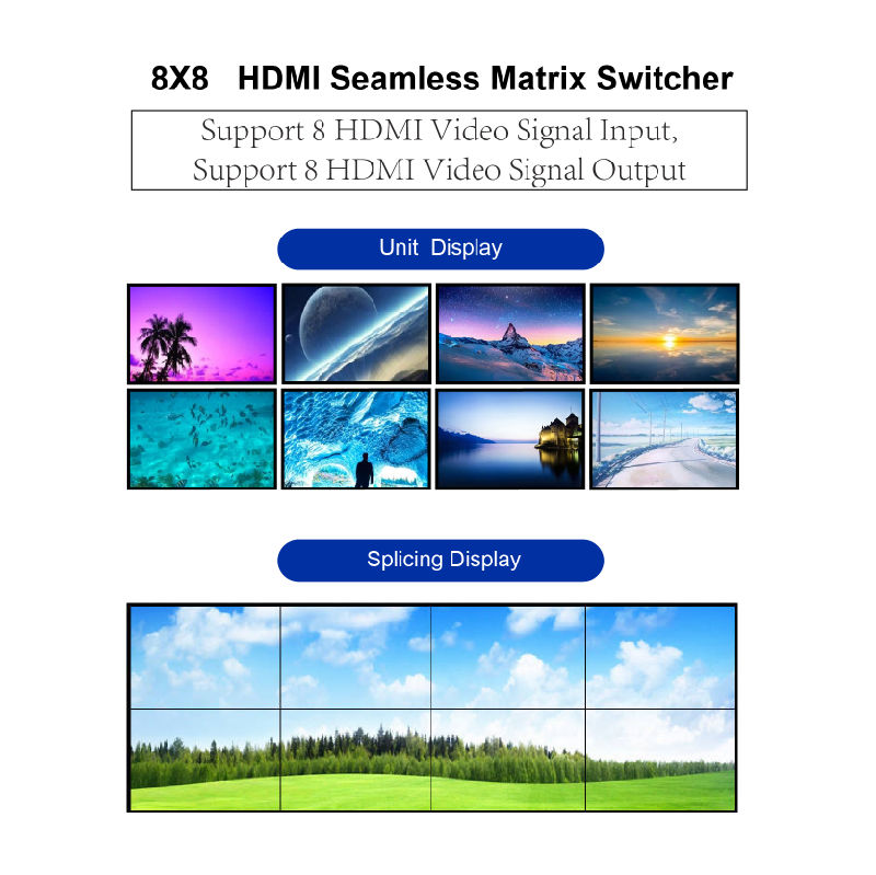 8X8 HDMI Seamless Matrix Switcher 8X8 Seamless Matrix Switcher with Video Wall Function