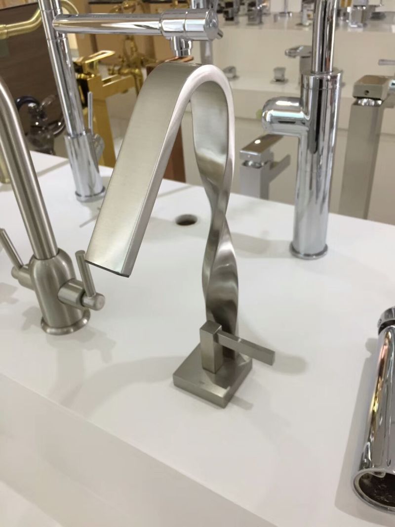 Brushed Nickel&Matt Black Basin Brass Faucet