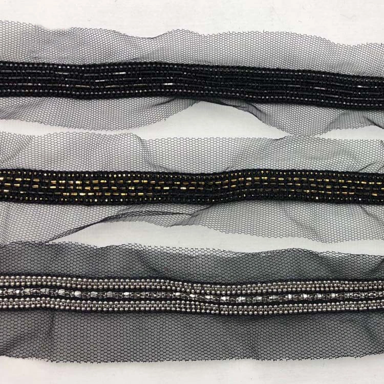 Decorative Mesh Braid Metal Chain Lace Trim for Women Dress