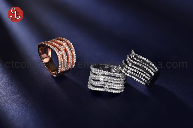 Fashion Cubic Zircon Jewelry Shiny Brass Ring