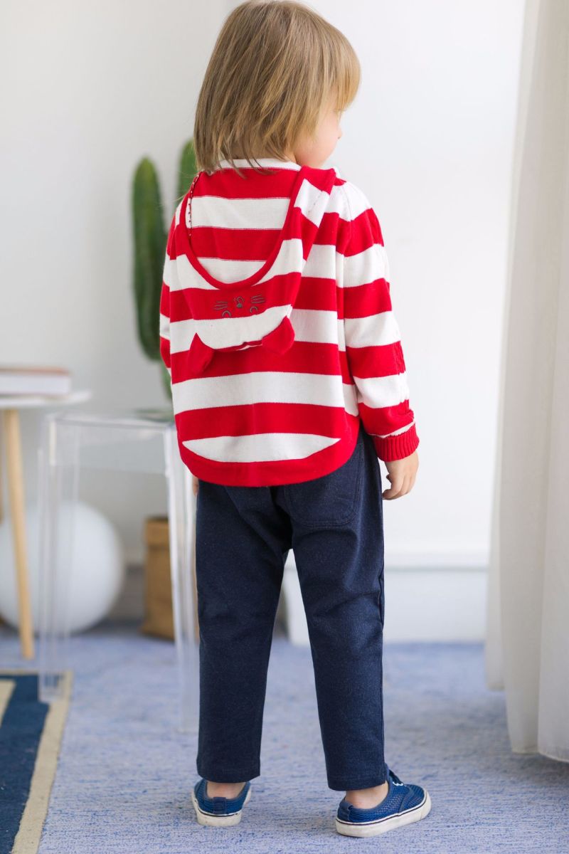 Children's Clothing Thin Hodded Knitwear Striped Sweater