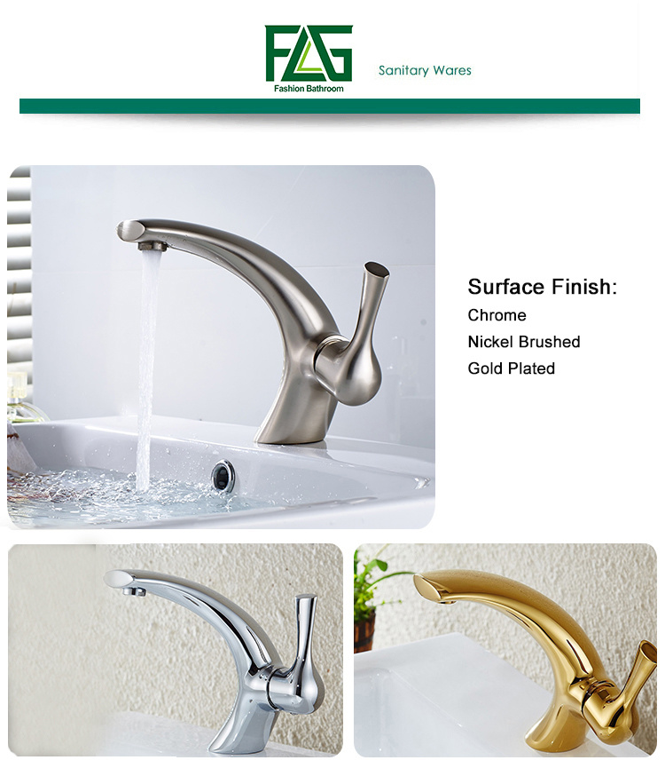 FLG Nickel Brushed Single Hole Brass Bathroom Faucet