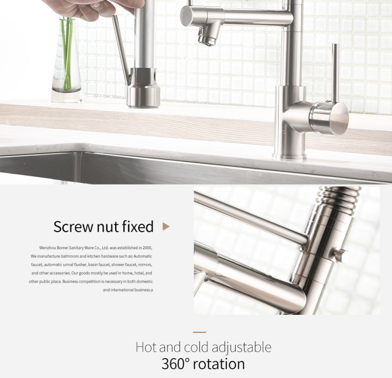Flg Brass Brushed Nickel Pull Down Kitchen Faucet Mixer