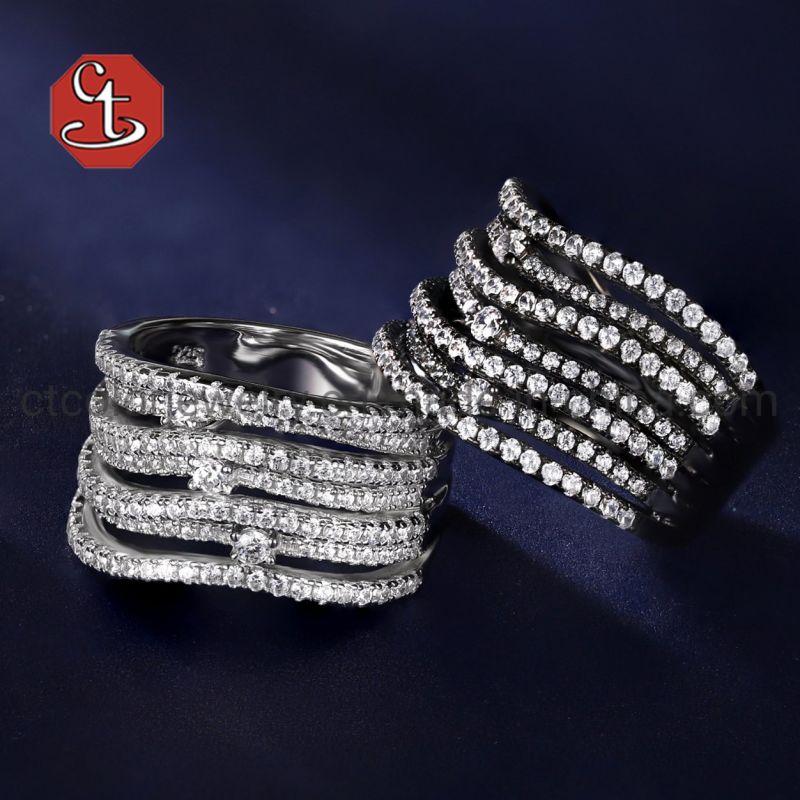 Fashion Cubic Zircon Jewelry Shiny Brass Ring