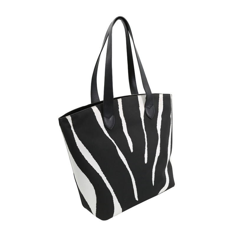 Large Capacity Printed Poly Fabric Ladies Totes with PU Trims