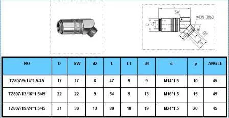 Hasco Brass Mold Quick Coupling with Angle 45 Degree Threaded