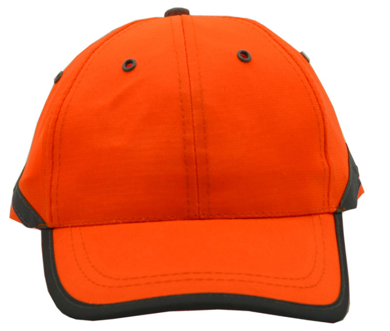 6 Panel Metal Eyelets Neon Orange Reflective with Stripe Safe Cap