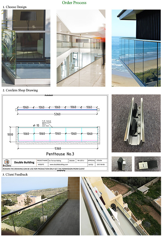 Modern House Decorative Framless Safety Laminated Tempered Glass Railing