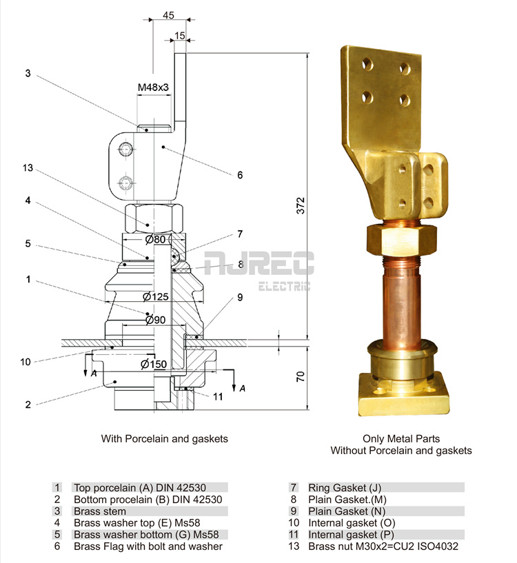 Brass Copper Flag Terminal for Transformer Bushing