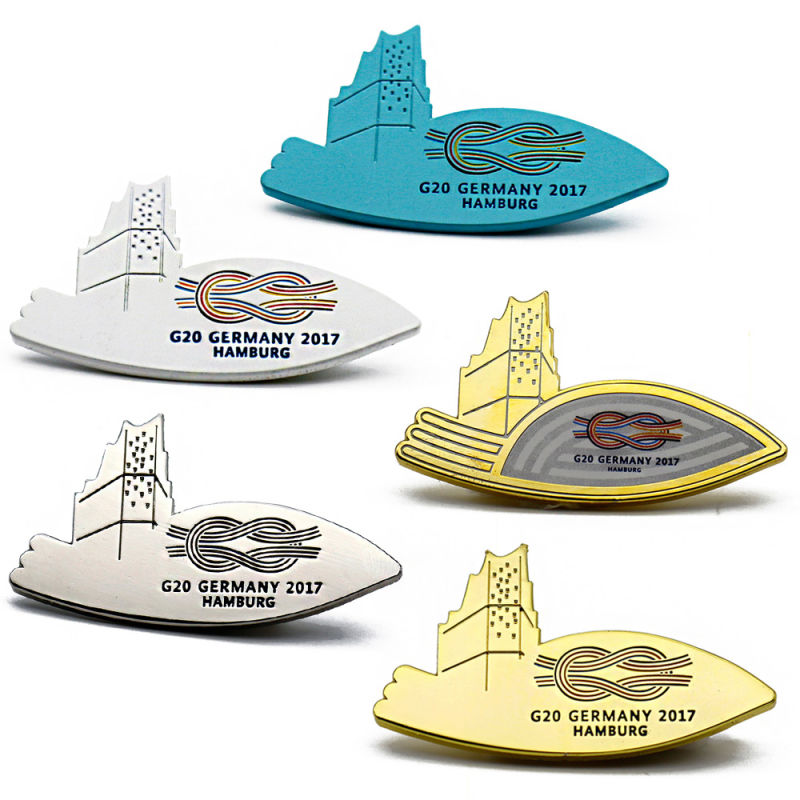 Custom Metal Stamping Paint Plating Boat Brooch Metal Badges