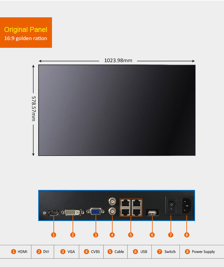 Seamless Spliced LCD Video Wall Narrow Gap 46 Inch Seamless TV Wall