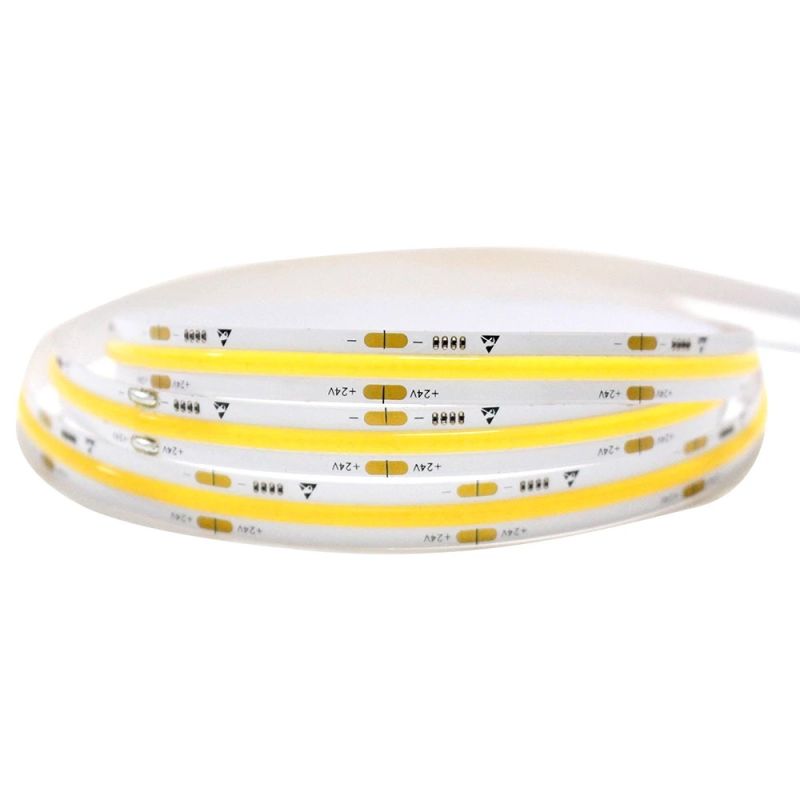 COB LED Strip DC 12V/24V Flexible COB Strip for Home/ Hotel/ Decorative Lighting