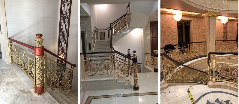 Decorative Antique Copper Aluminum Stair Railing for Multistory Building