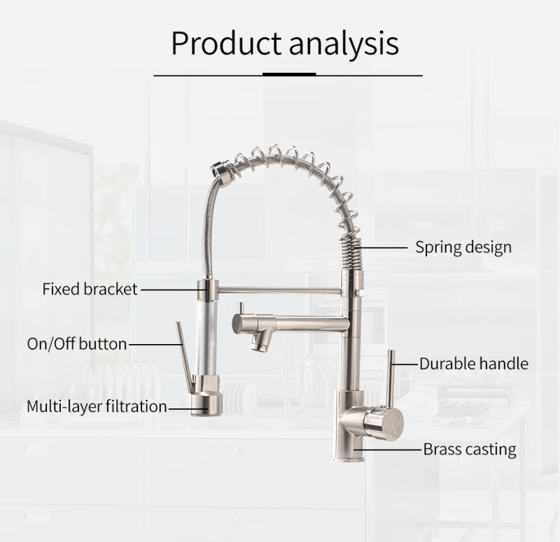 Flg Brass Brushed Nickel Pull Down Kitchen Faucet Mixer