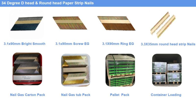 34 Degree Paper Strip Framer D Head Wood Strip Nails