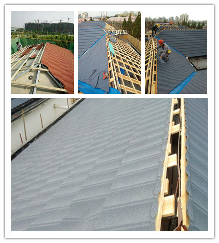 Single Color Coated New Zealand Stone Coated Steel Roofing Tiles
