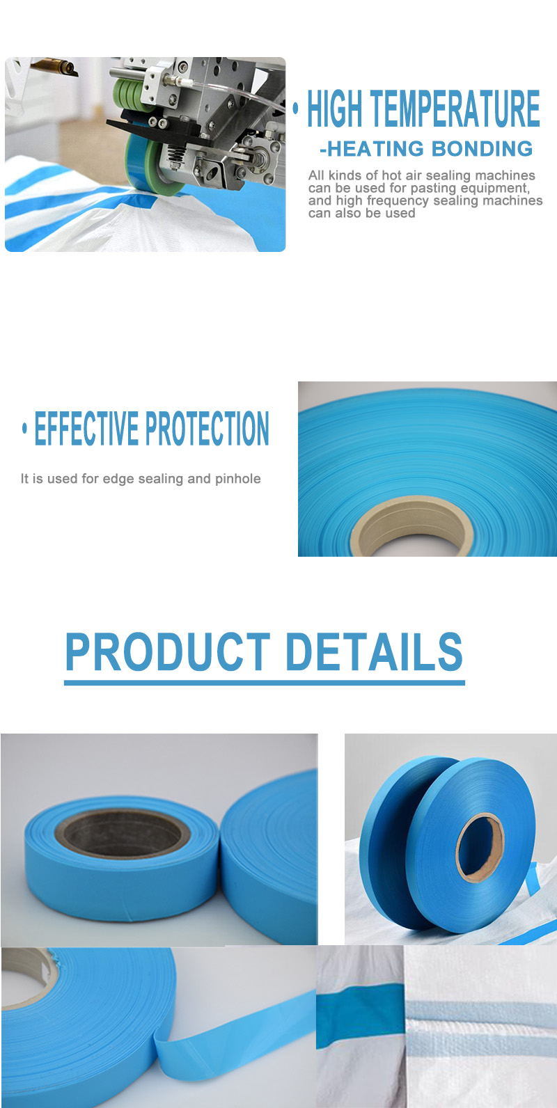 Eonbon Blue Color Waterproof Protection Tape for Protective Clothing