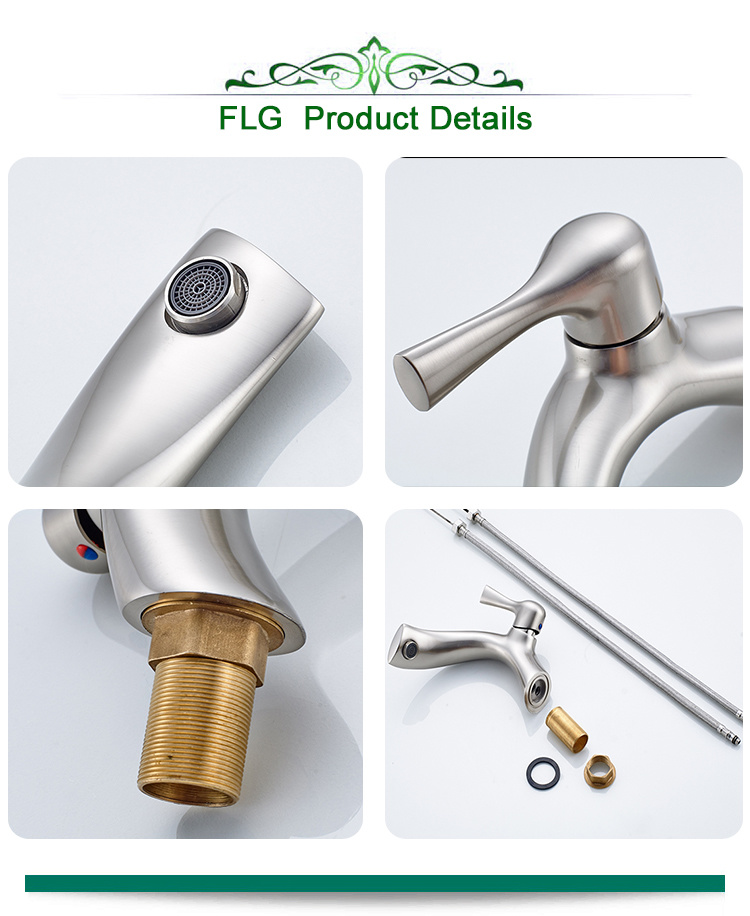 FLG Nickel Brushed Single Hole Brass Bathroom Faucet