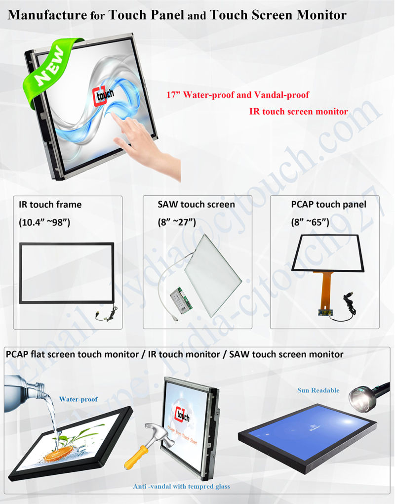 Cjtouch 23.6" IR Multi Touch Screen with Black Aluminum Alloy Brushed Frame