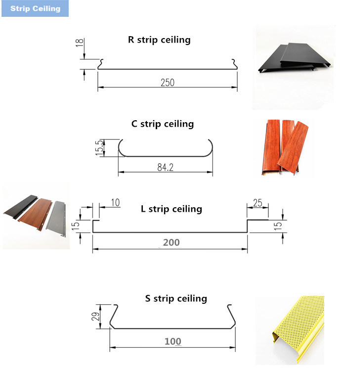 Different Types of False Ceilinge Aluminum Faut Plafond Metal Ceiling Strip