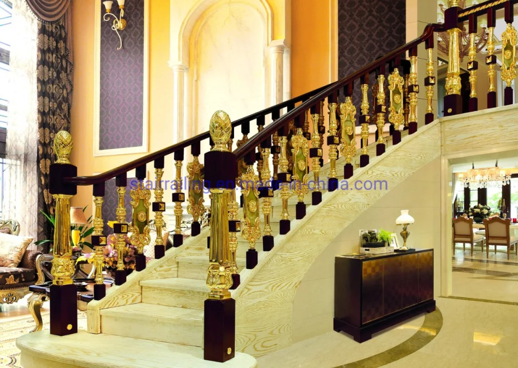 Special Design Super Luxury Brass and Jade Stone Material Decorative Staircase