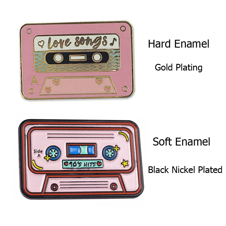 Black Nickel Plated Pink Tape Soft Enamel Pin