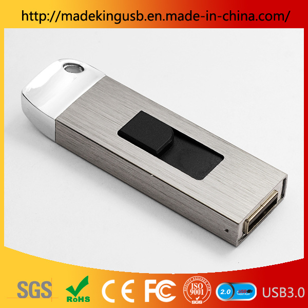 Aluminum Alloy Brushed Metal Push-Pull USB3.0 High-Speed Custom USB Flash Drive