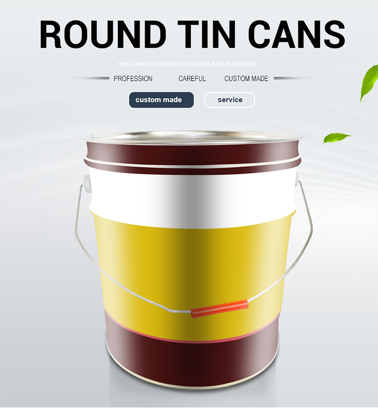 Metal Tin Can 17L Round Empty Tin Brass Color Cans