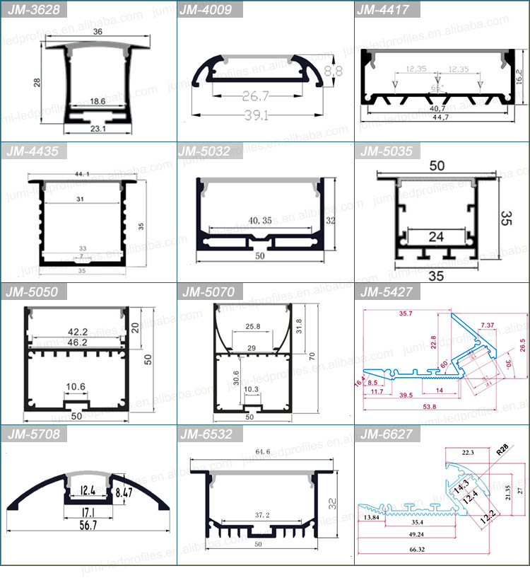 T Shape 12mm Width Recess Aluminum Profile for LED Strip Light