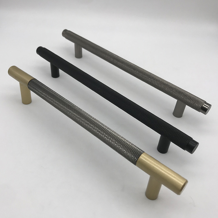 New Aluminium Gold Brushed Brass Knurled Long Furniture Cabinet Handles