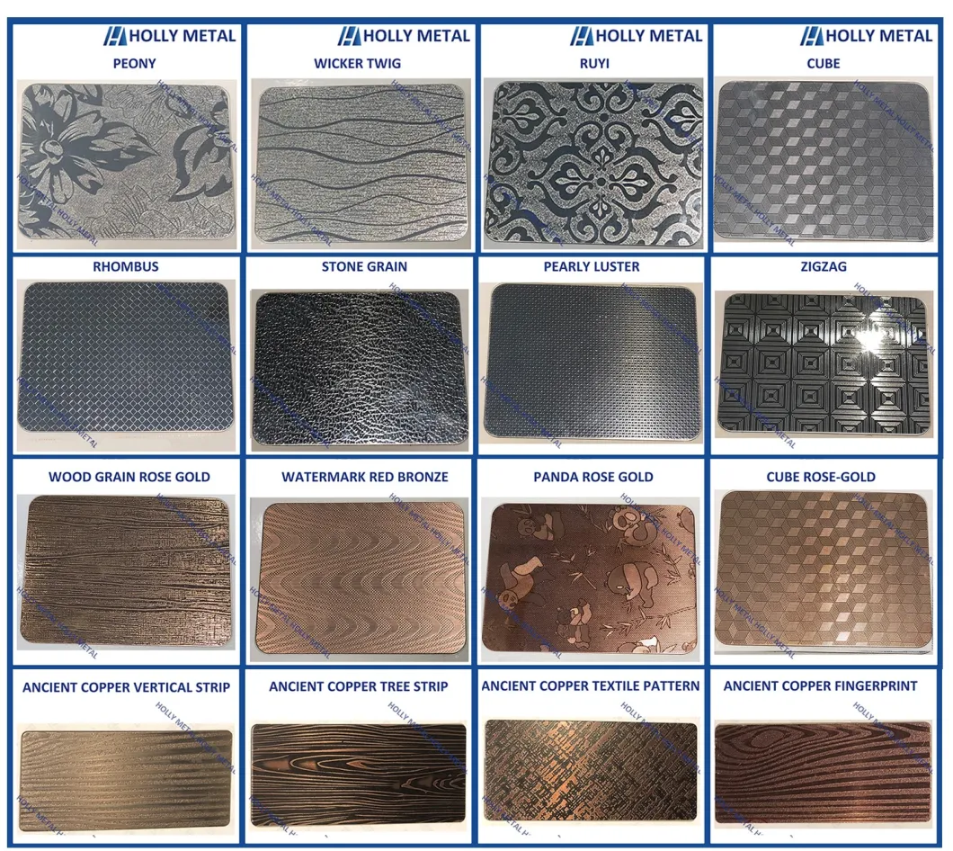 Stainless Steel Pattern Embossed Etched Sheet (Ancient Copper Vertical Strip)