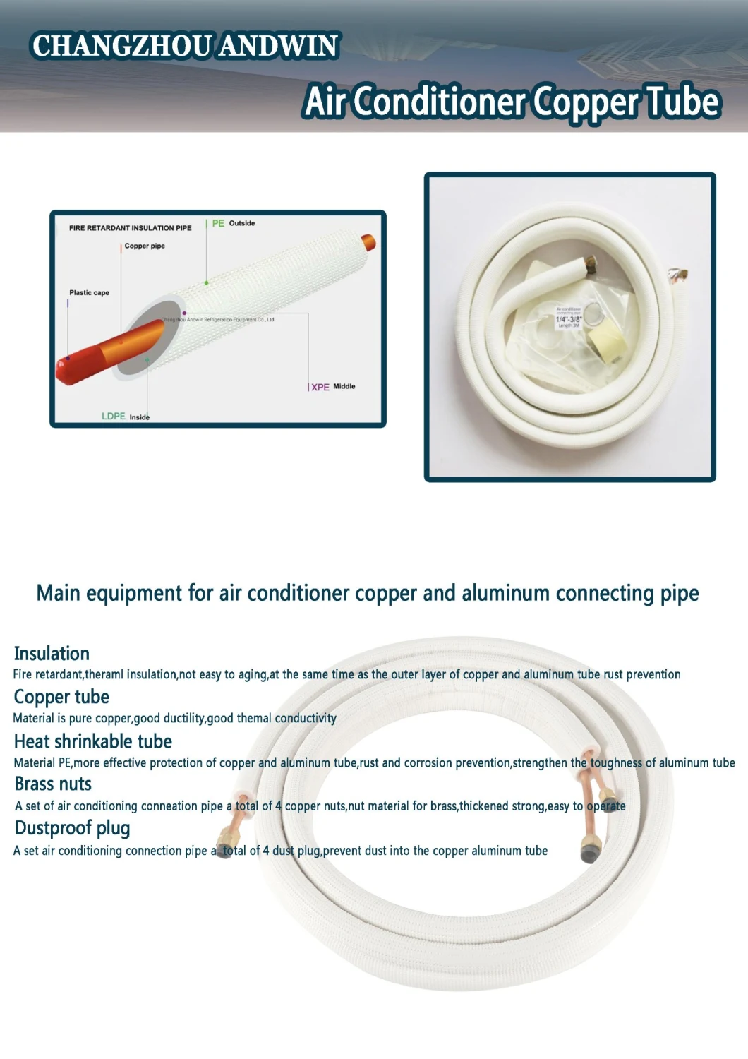 Insulated Copper Coil for HVAC and Heat Exchanger, Refrigeration Parts, Copper Tube