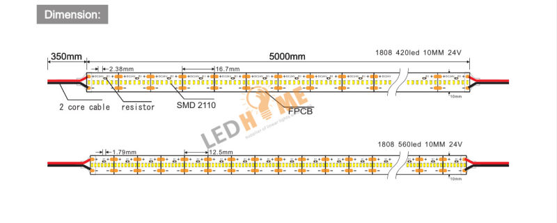 Water Proof LED Strip 1808 300LEDs 15W 24V