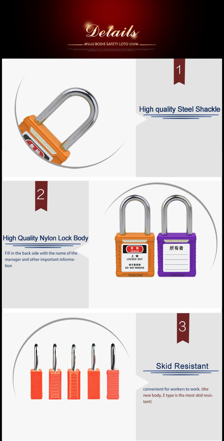 Industrial Insulated Padlock Non-Conductive Nylon Body Safety Padlock