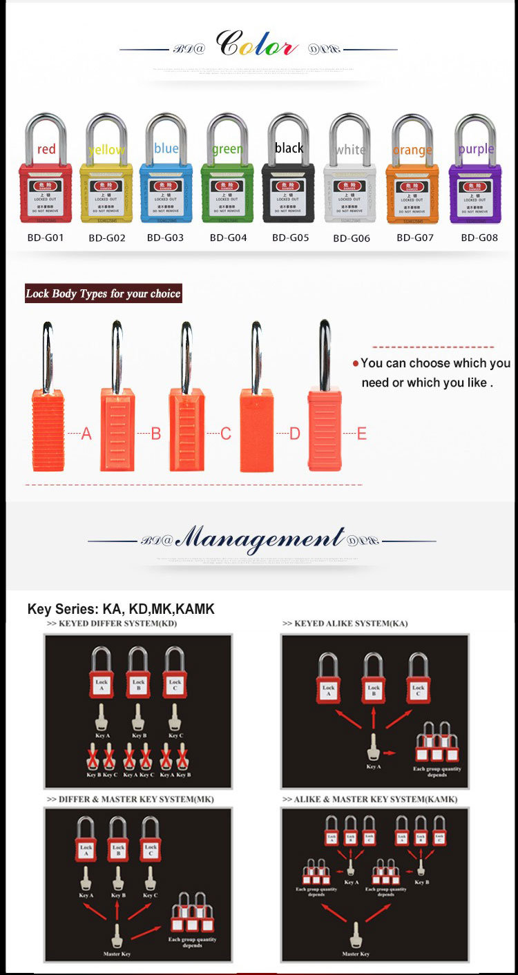 Industrial Insulated Padlock Non-Conductive Nylon Body Safety Padlock