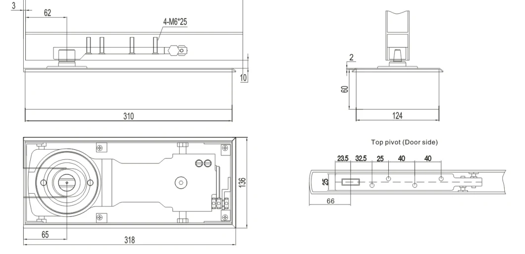 2400 Heavy Duty Door Hardware Brass Door Floor Spring